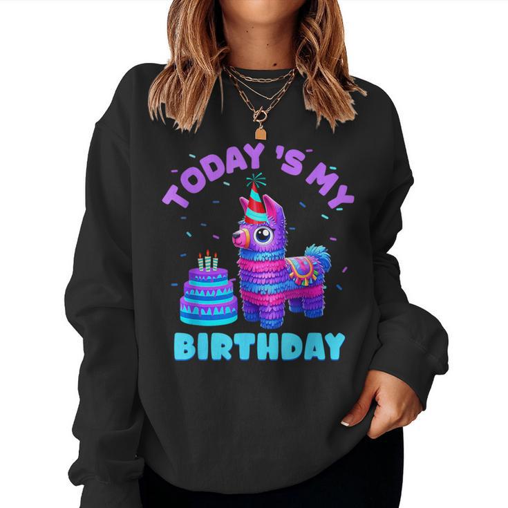 Todays My Birthday Llama Boy Family Party Decorations Women Sweatshirt