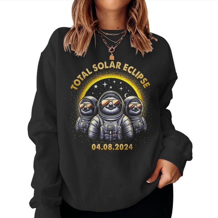 Total Solar Eclipse 04082024 Astronaut Sloth Crew Women Sweatshirt