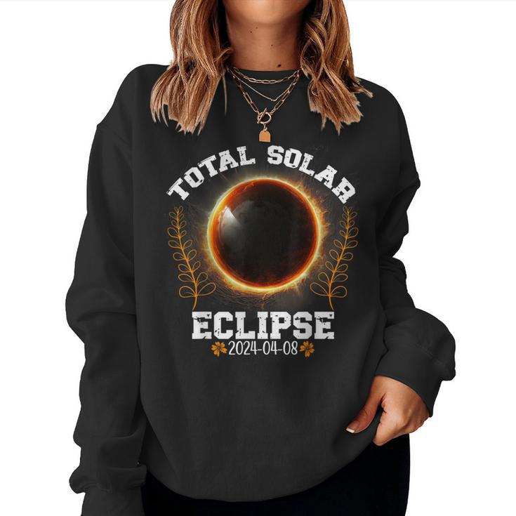 Total Solar Eclipse 2024 Flower Totality Spring 08-04-2024 Women Sweatshirt