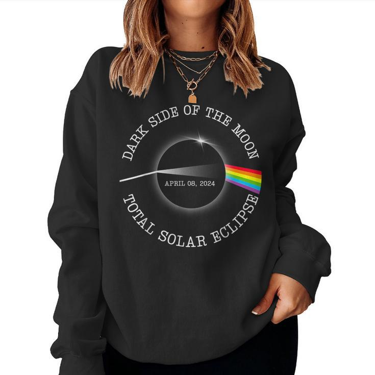 Total Solar Eclipse 2024 Rainbow Totality Dark Side Moon Women Sweatshirt