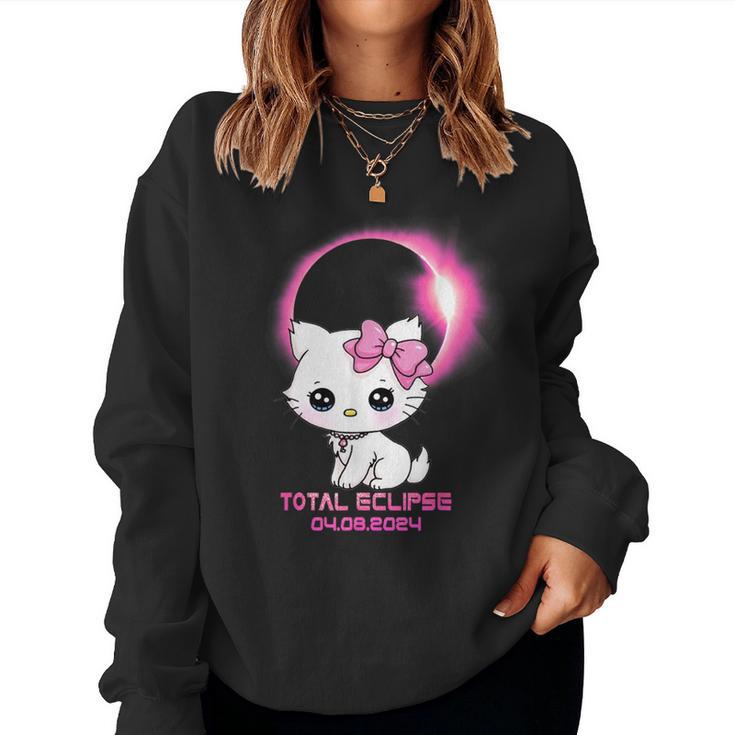 Total Solar Eclipse April 8 2024 Cat Boy Girl Women Sweatshirt