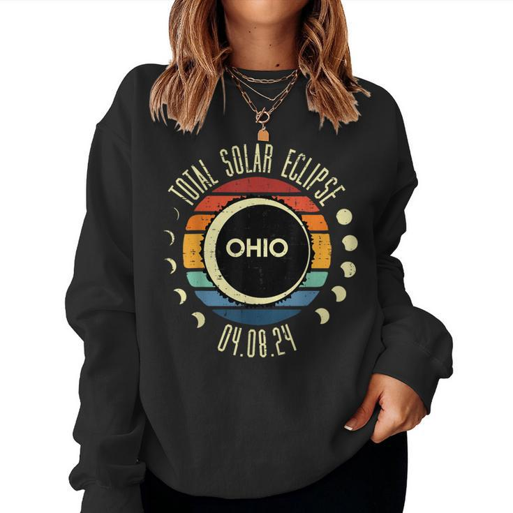 Total Solar Eclipse Ohio Sunset Retro 040824 Kid Women Sweatshirt
