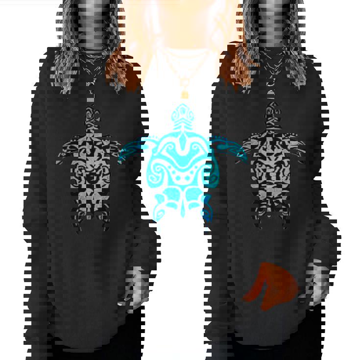 Tribal Hawaiian Maori Sun Sea Turtle 2-Sided Women Sweatshirt