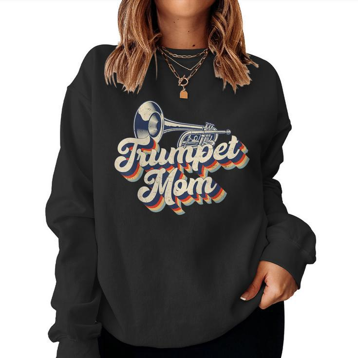 Trumpet Player Mom Mother Retro Vintage Trumpet Mom Women Sweatshirt