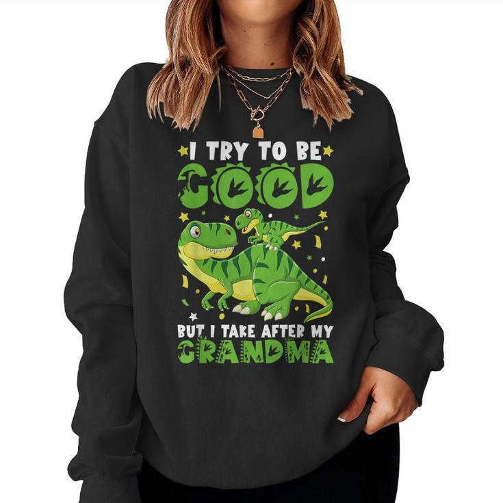 I Try To Be Good But I Take After My Grandma Dinosaur Women Sweatshirt