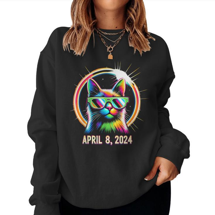 Twice In A Lifetime Total Solar Eclipse 2024 Cat Women Sweatshirt