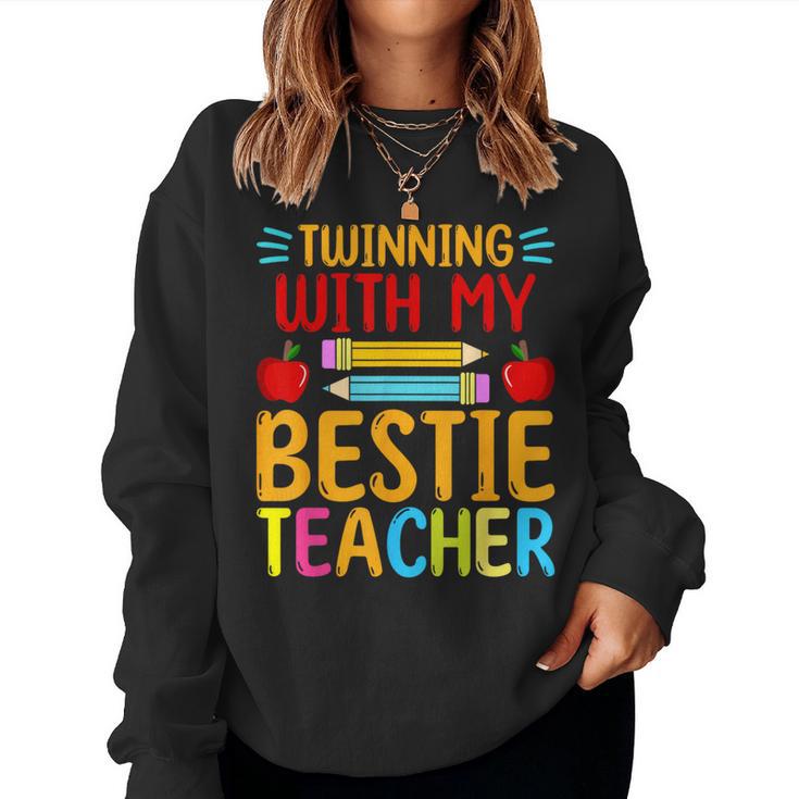 Twinning With My Bestie Teacher Boy Spirit Week Twin Day Women Sweatshirt