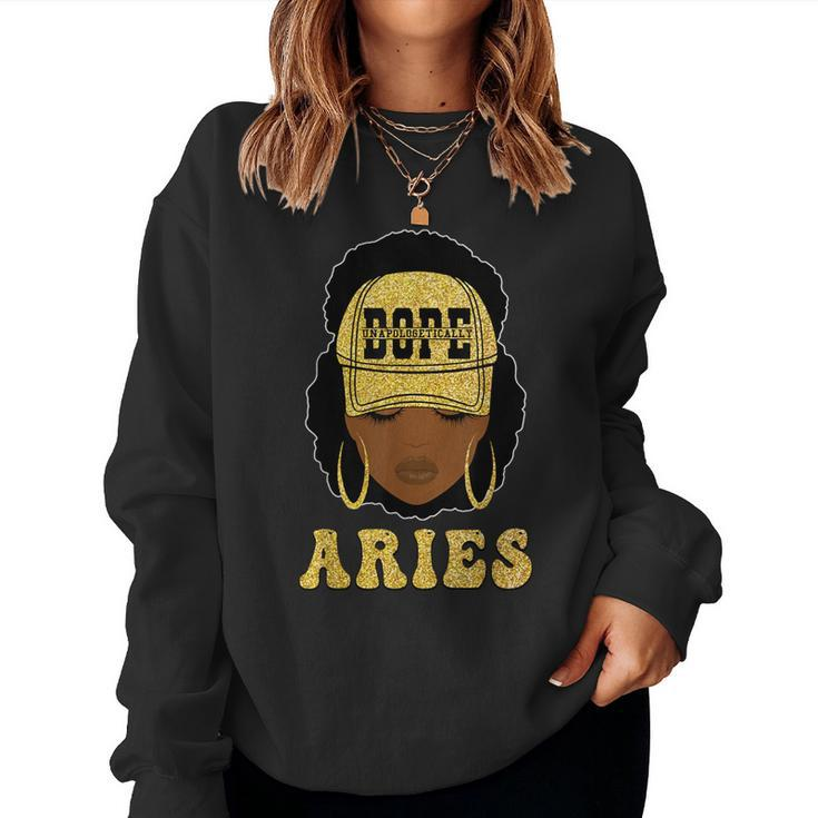 Unapologetically Dope Aries Queen Black Zodiac Women Sweatshirt