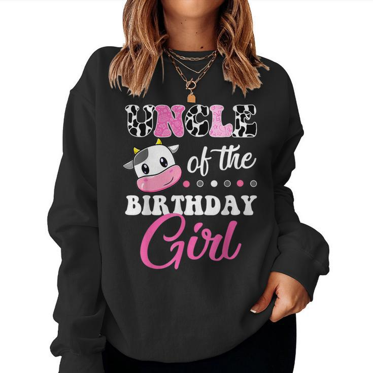 Uncle Of The Birthday Girl Family Matching Farm Cow Women Sweatshirt