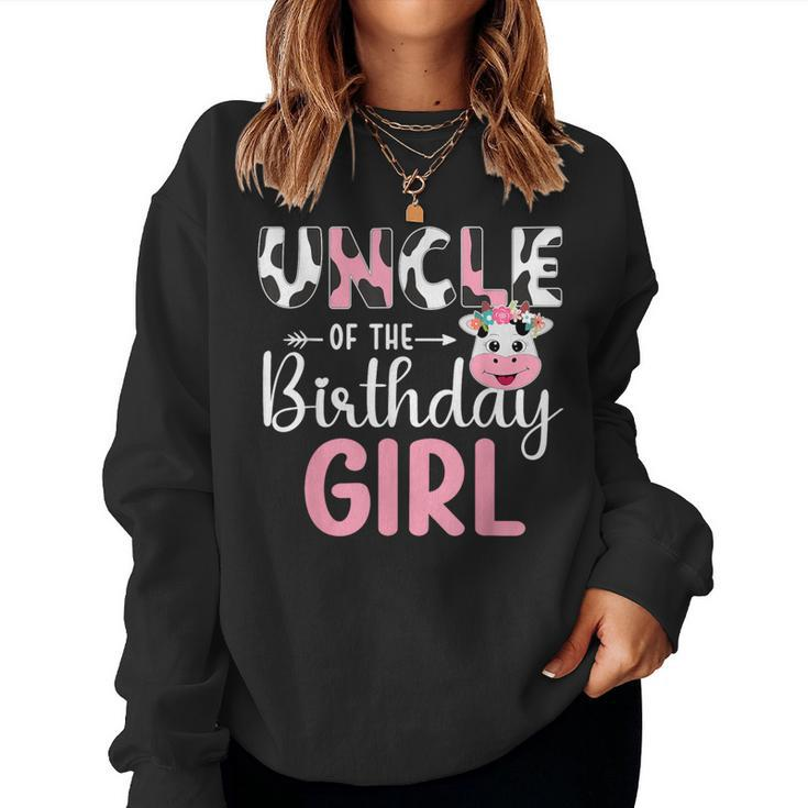 Uncle Of The Birthday Girl Farm Cow 1 St Birthday Girl Women Sweatshirt