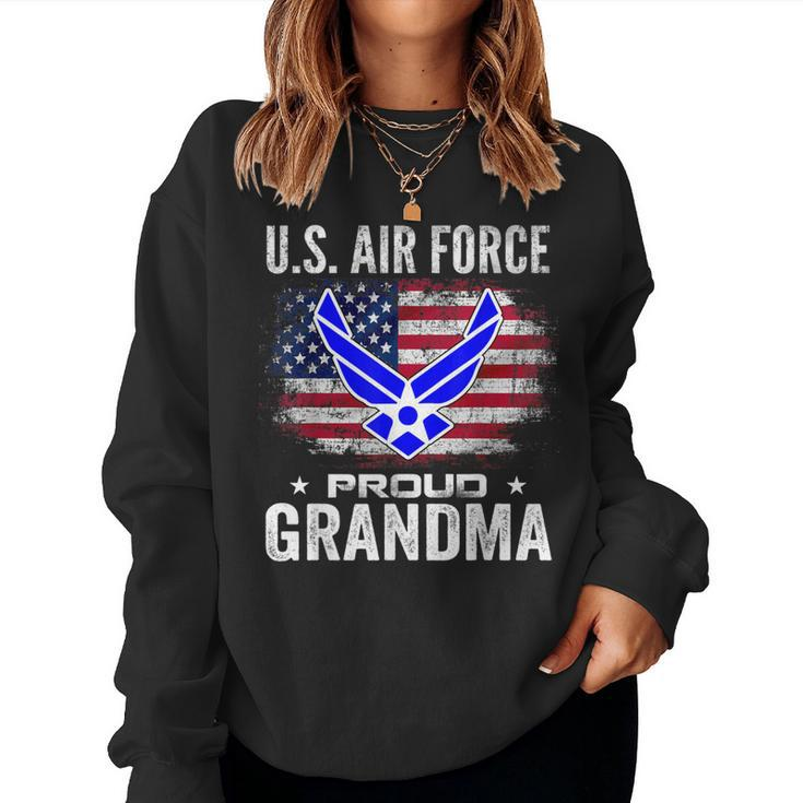 Us Air Force Proud Grandma With American Flag Veteran Women Sweatshirt