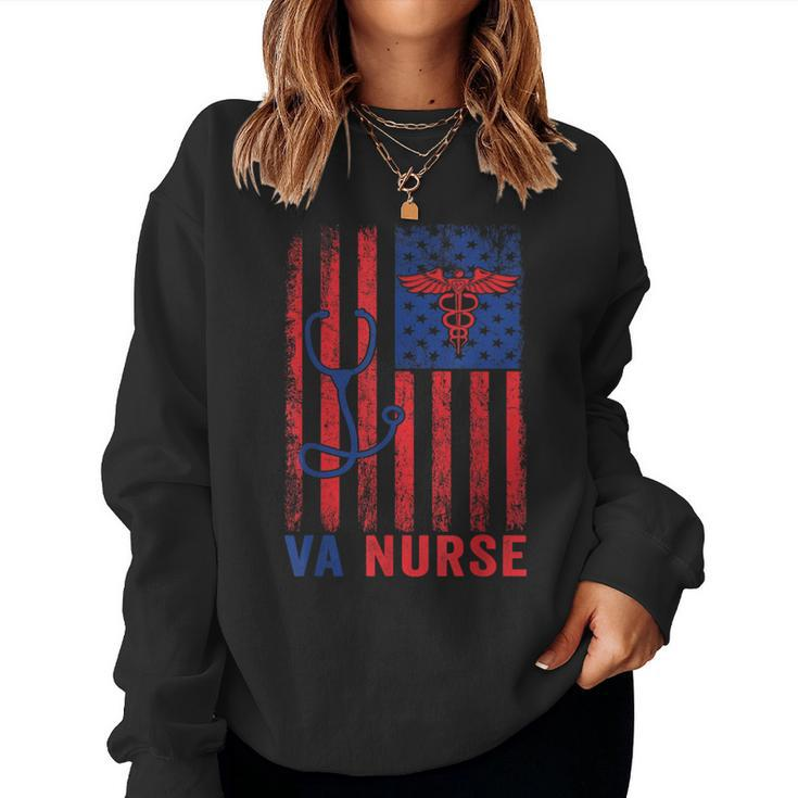 Va Nurse American Flag Patriotic Medical Worker Patriotic Women Sweatshirt
