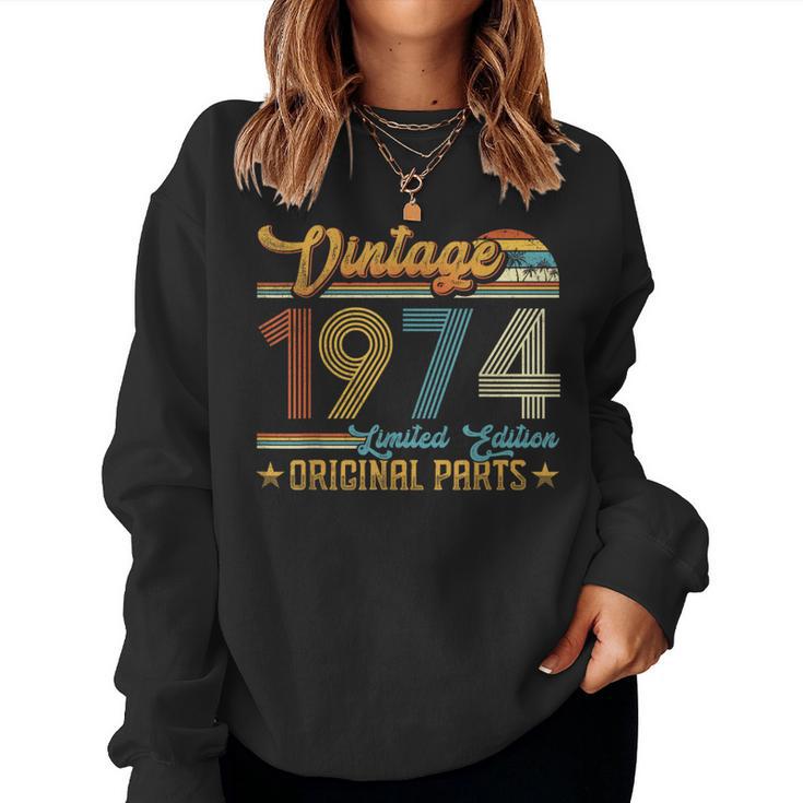 Vintage 1974 Originalteile Retro 50 Geburtstag Papa Mama Sweatshirt Frauen