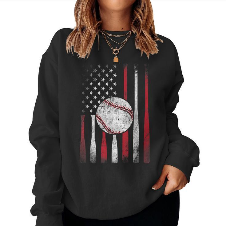 Vintage American Flag Baseball Team For Boys Girls Women Women Sweatshirt