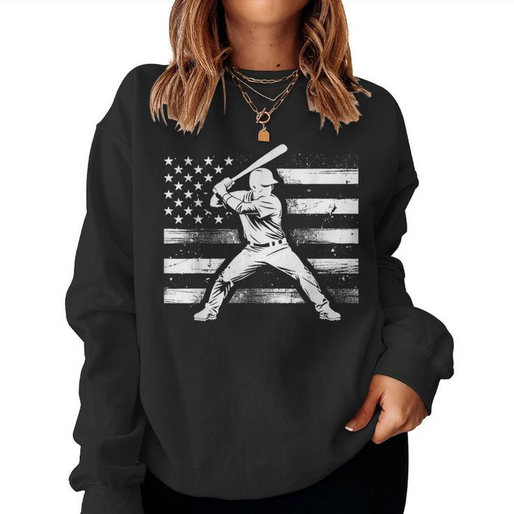 Vintage Baseball American Flag For Boys Girls Women Women Sweatshirt