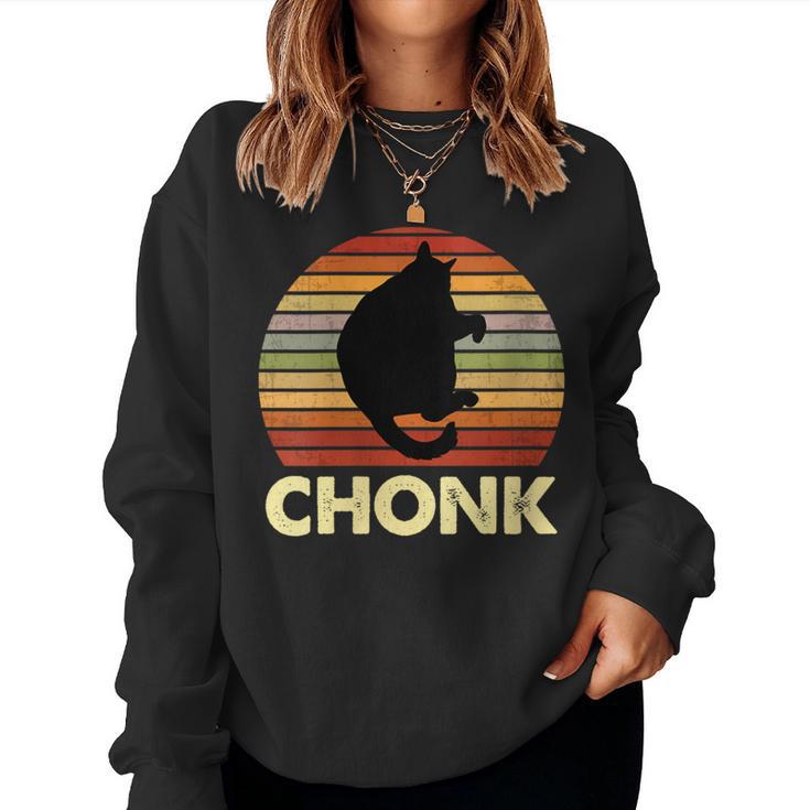 Vintage Cat Chonk For Fluffiest Cat Lover Parent Women Sweatshirt