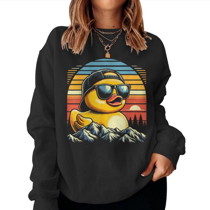 Vintage Cool Duck With Sunglasses & Mountain View Women Sweatshirt