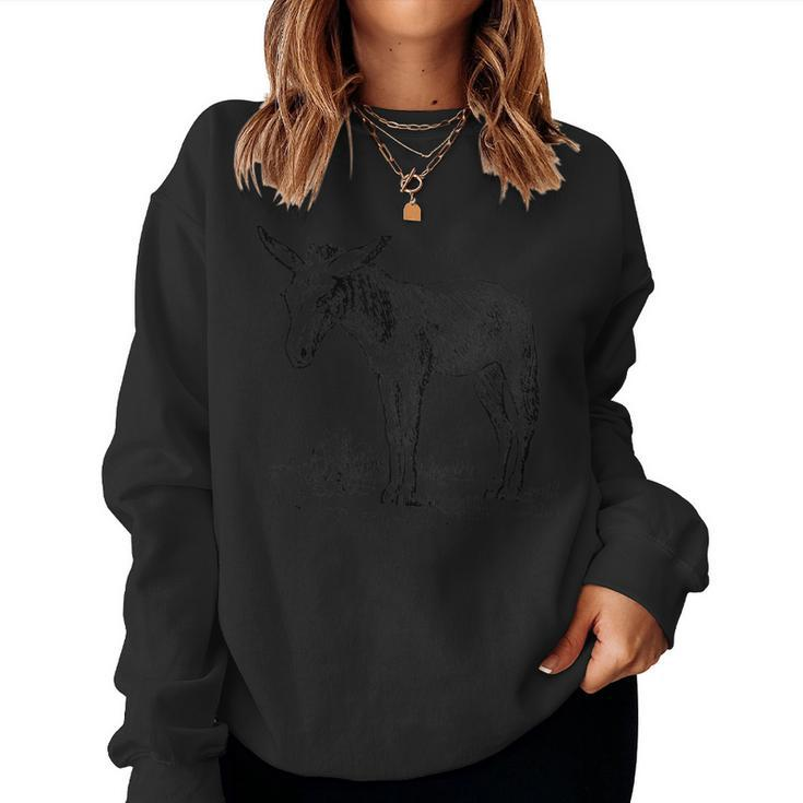 Vintage Farm Donkey Print Women Sweatshirt