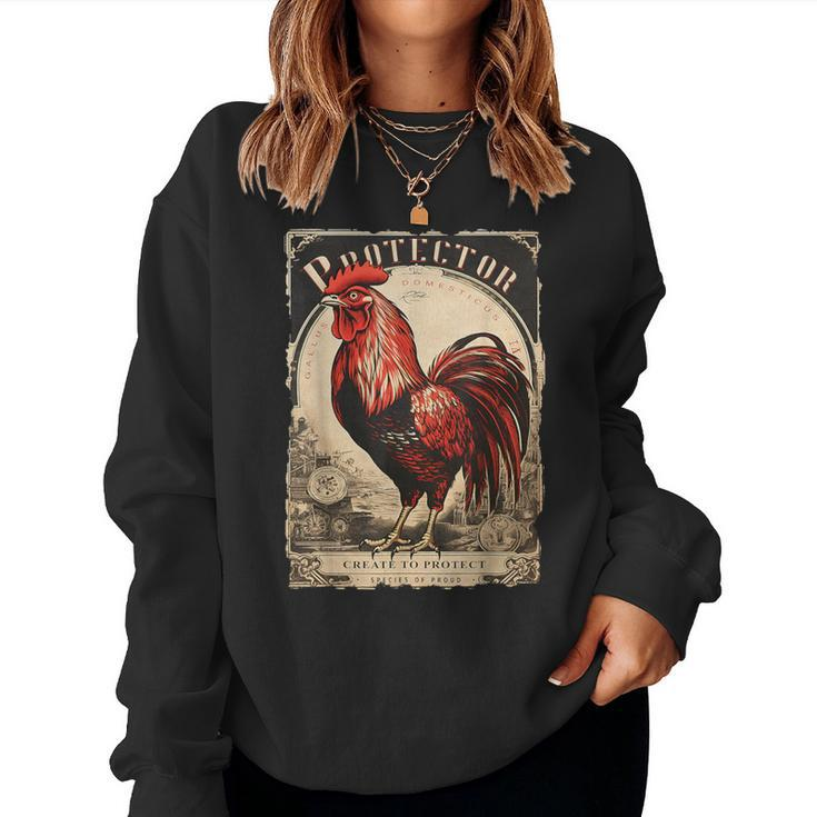 Vintage Gockel Elegant Rooster Bird Chicken Farmer Rooster Women Sweatshirt