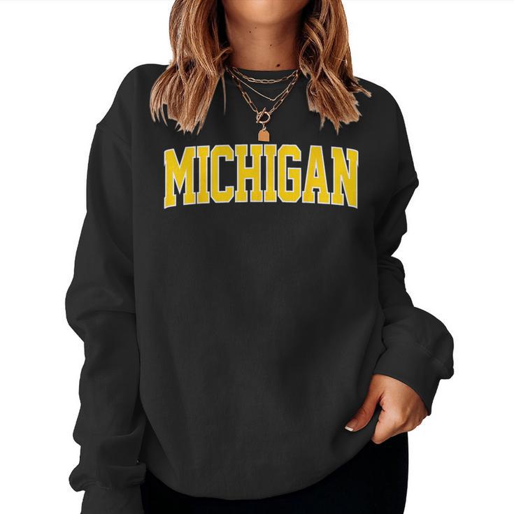 Vintage Michigan Blue Maize Retro Michigan Women Sweatshirt