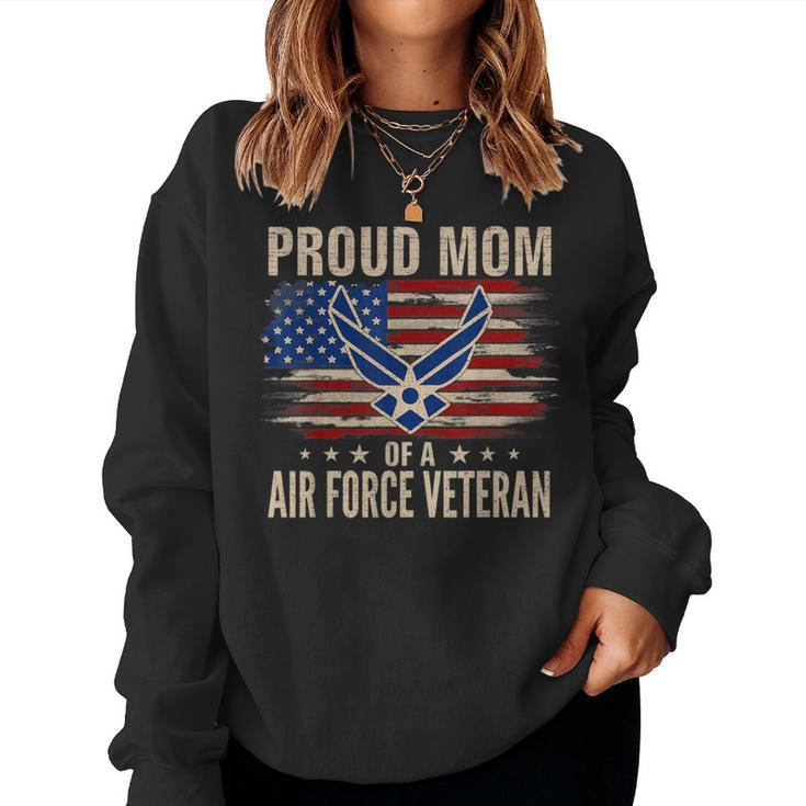 Vintage Proud Mom Of A Air Force Veteran American Flag Women Sweatshirt
