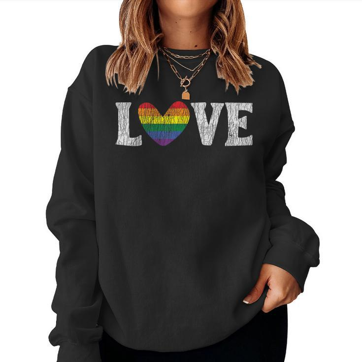 Vintage Rainbow Love Proud Family Matching Gay Lesbian Lgbtq Women Sweatshirt