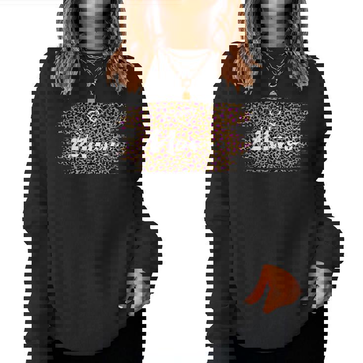 Vintage Rosa Leopardo Mama Gráfico Cheetha Amor Mama Corazón Sudadera Mujer