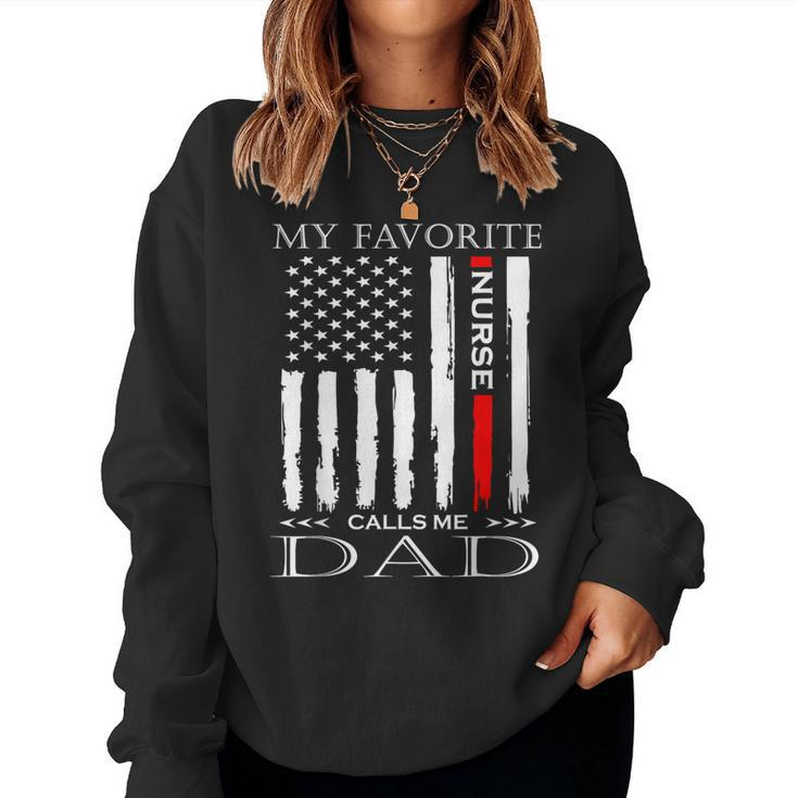 Vintage Usa Flag Fathers Day Dad From Daughter Nurse Women Sweatshirt