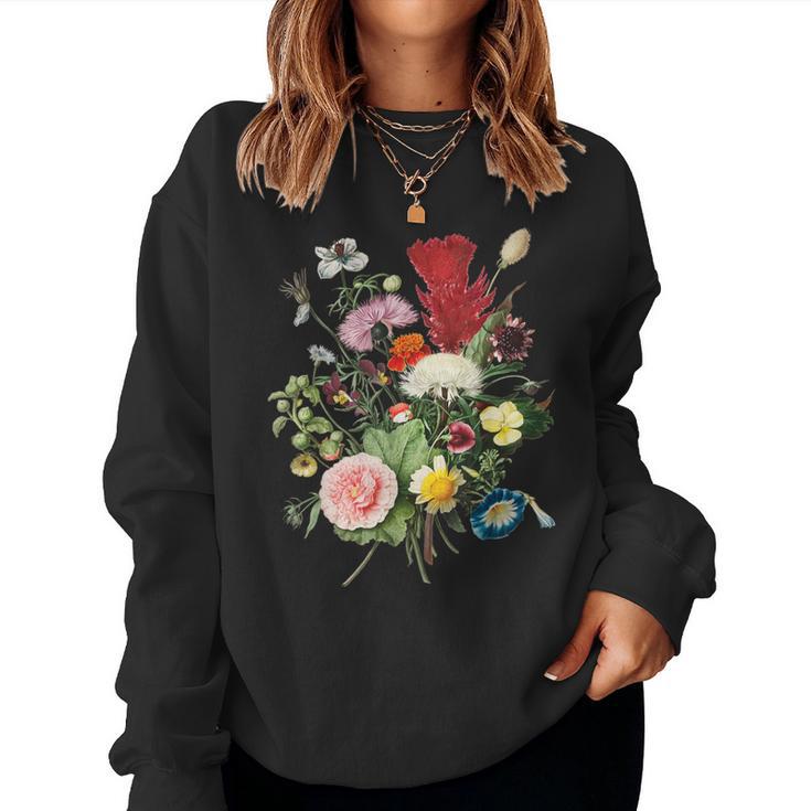 Vintage Wild Botanical Flower Cottagecore Gardening Bouquet Women Sweatshirt