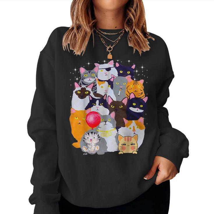 Vintage Y2k Enjoi Cat Gang Cool Cat Mom Cat Dad Kitten Lover Women Sweatshirt