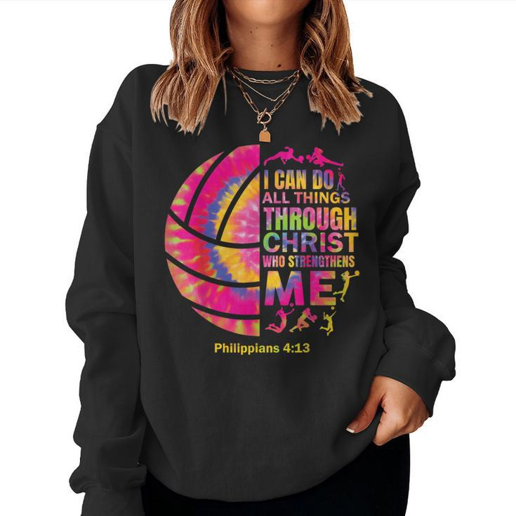 Volleyball T N Girls Christian Christ Tie Dye Women Sweatshirt