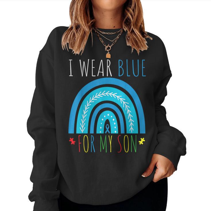 I Wear Blue Autism Awareness Month Unterstützungsgeschenke Für Sohn Mama Und Papa Sweatshirt Frauen