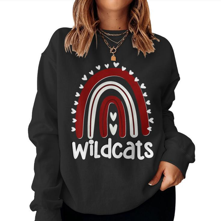 Wildcats School Hearts Rainbow Wildcat Sports Spirit Team Women Sweatshirt