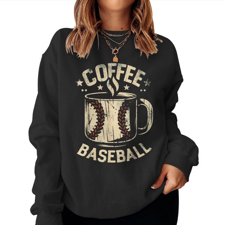 Wochenenden Kaffee Baseball Retro Baseball Mama Papa Sweatshirt Frauen