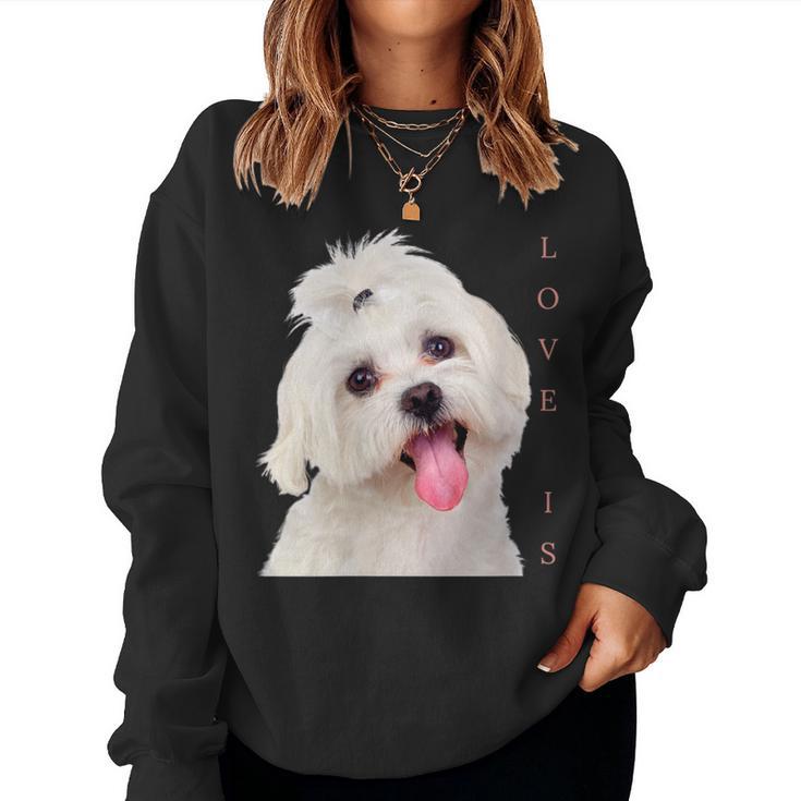 Women's Bichon Maltese Dog Mum Dad Puppy Bichon Frise Malta With-Neck Sweatshirt Frauen