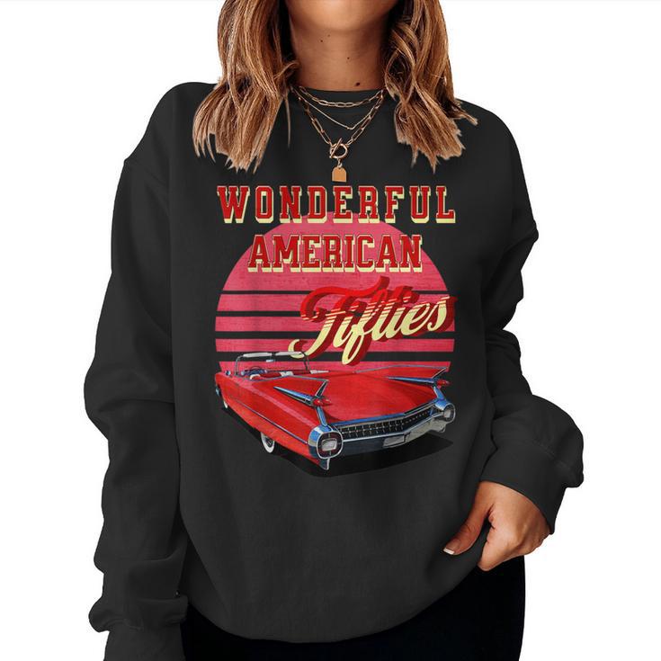 Wonderful American Fifties Retro Sunset 50S Vintage Car Women Sweatshirt