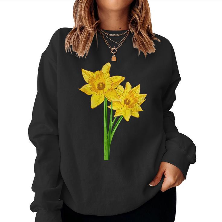 Yellow Daffodil Flowers Floral Spring Easter Garden Women Sweatshirt