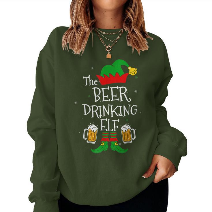 The Beer Drinking Elf Matching Family Drinker Merry Xmas Day Women Sweatshirt