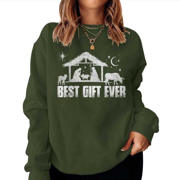 Best Ever Christmas Jesus Nativity Scene Christian Xmas Women Sweatshirt