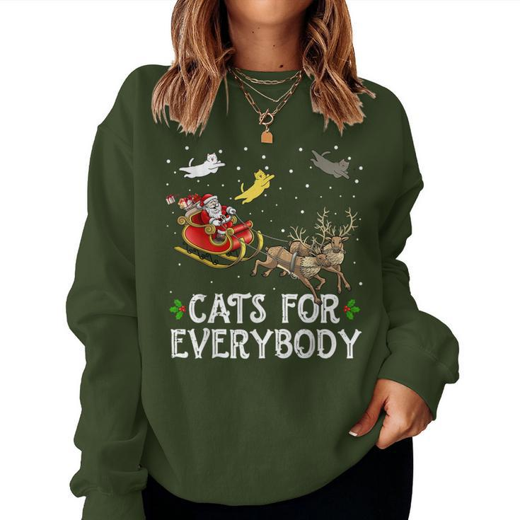 Cats For Everybody Christmas Cat Xmas Santa Women Sweatshirt