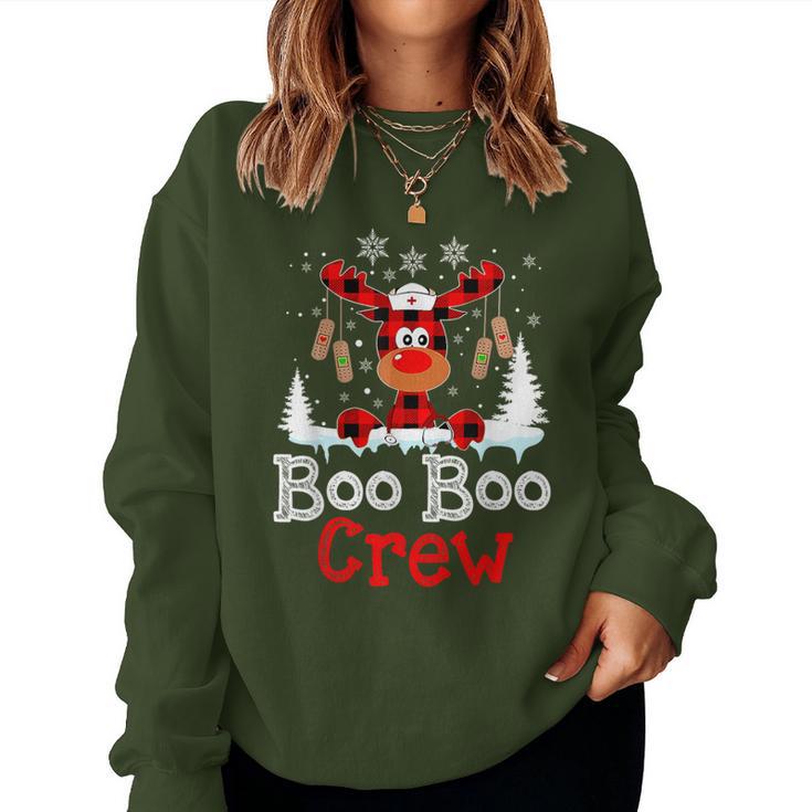 Christmas Boo Boo Crew Reindeer Nurse Buffalo Plaid Nurse Women Sweatshirt