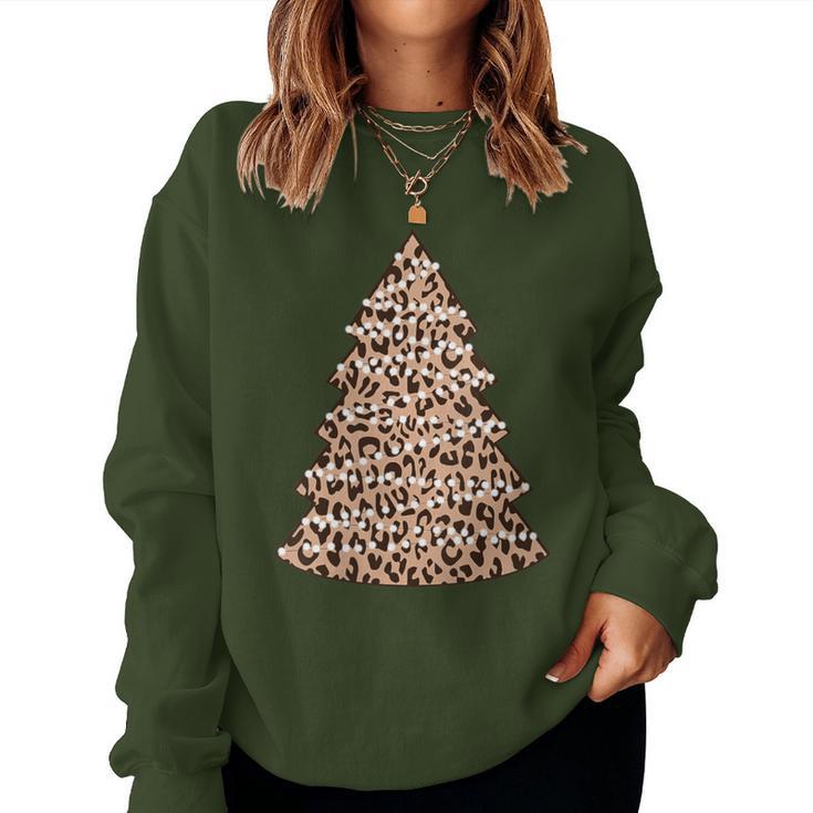 Christmas Cheetah Print Leopard Christmas Tree Women Sweatshirt