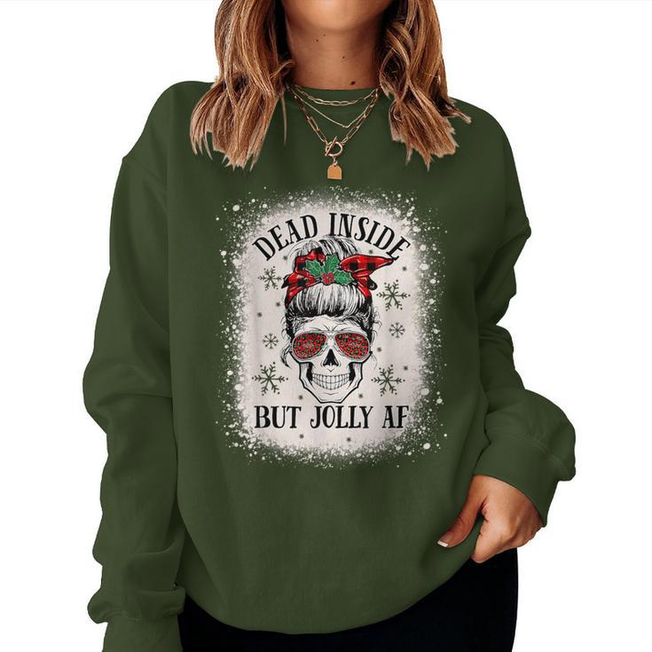 Christmas Messy Bun Skull Dead Inside But Jolly Af Women Sweatshirt