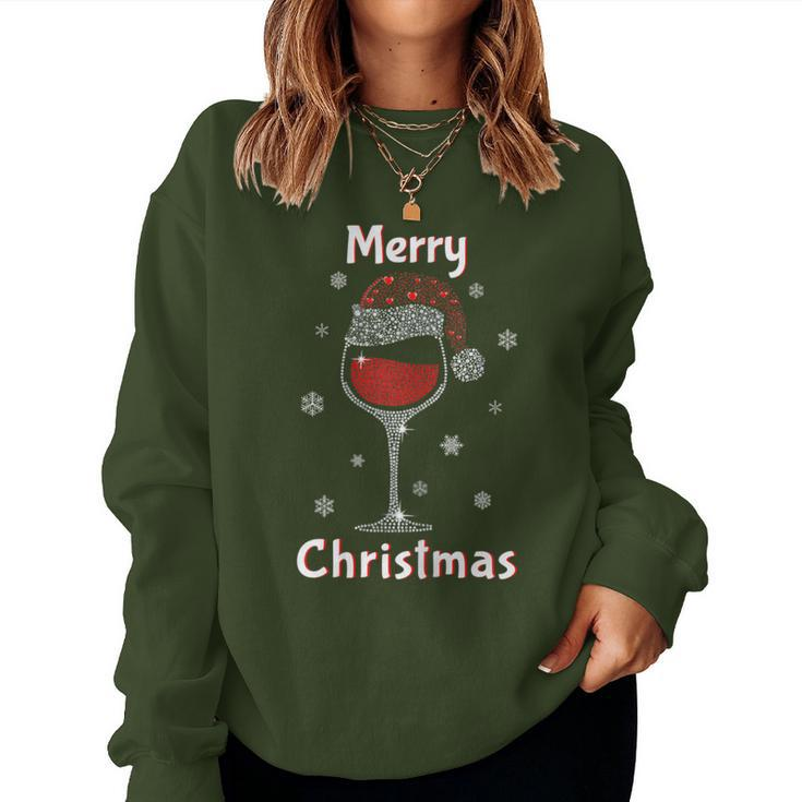 Christmas Outfit Wine Glass Christmas Women Sweatshirt