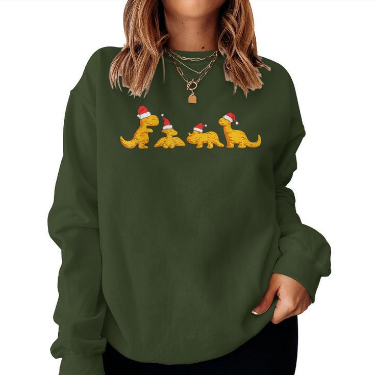 Dino Chicken Nuggets Dinosaur Shape Nuggets Christmas Women Sweatshirt