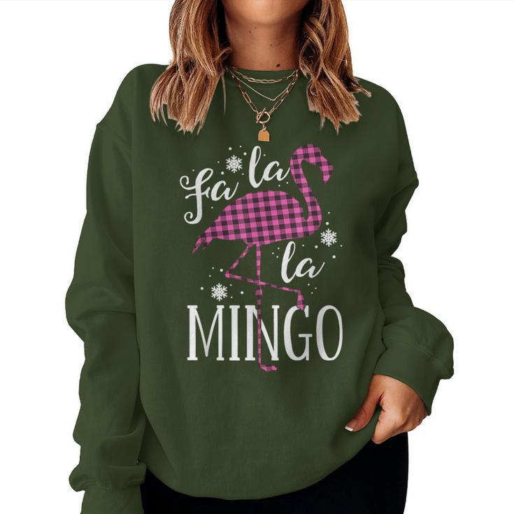 Fa La La Mingo Flamingo Christmas Pink Plaid Women Women Sweatshirt