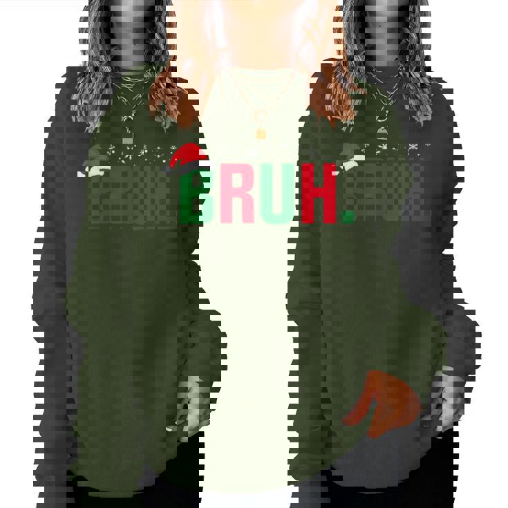 Christmas Bruh Xmas Boys Bruh Santa Hat Women Sweatshirt
