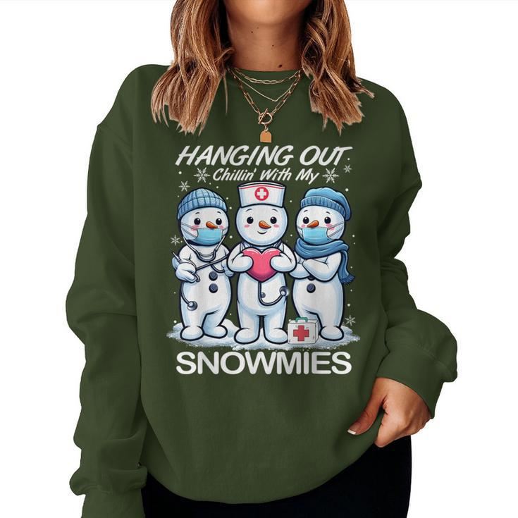 Christmas Nurse Hanging Out Chillin' With My Snowmies Women Sweatshirt