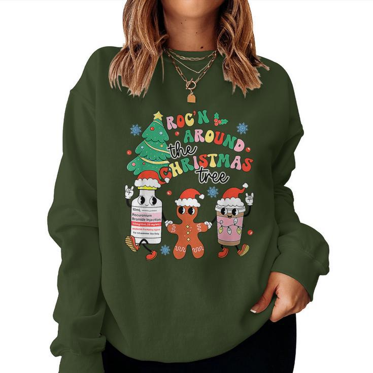 Er Icu Rn Nurse Xmas Roc'n Around The Christmas Tree Women Sweatshirt