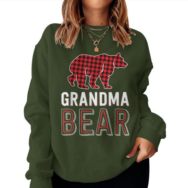 Grandma Bear Red Buffalo Plaid Matching Family Christmas Women Sweatshirt